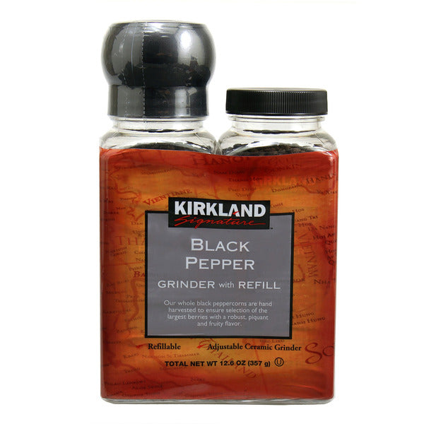 Kirkland Signature, Black Pepper with Grinder. 6.3 oz, 2-Count