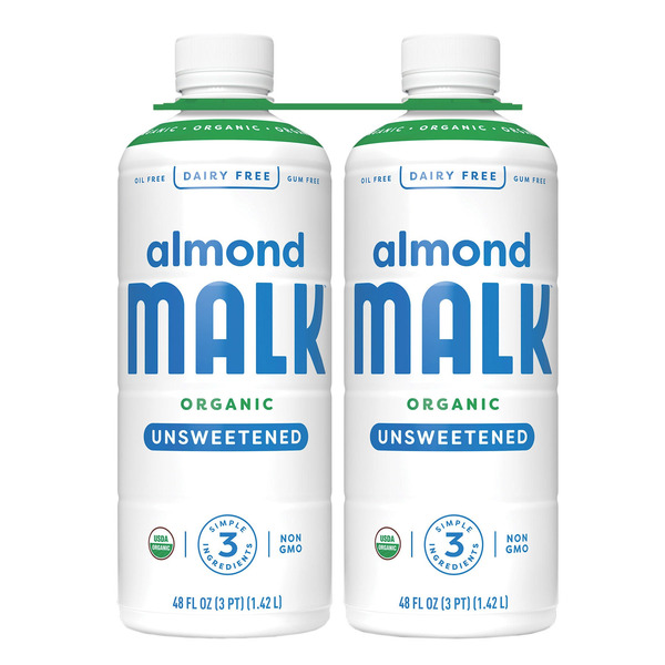 Malk Organic Unsweetened Almond Milk, 48 oz, 2-count