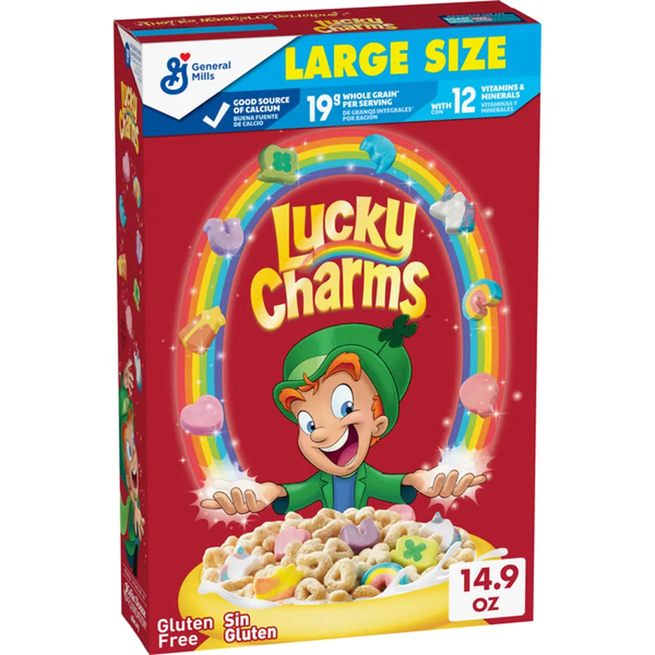 Lucky Charms Cereal with Marshmallows, Kids Breakfast Cereal, Family Size, 18.6 oz