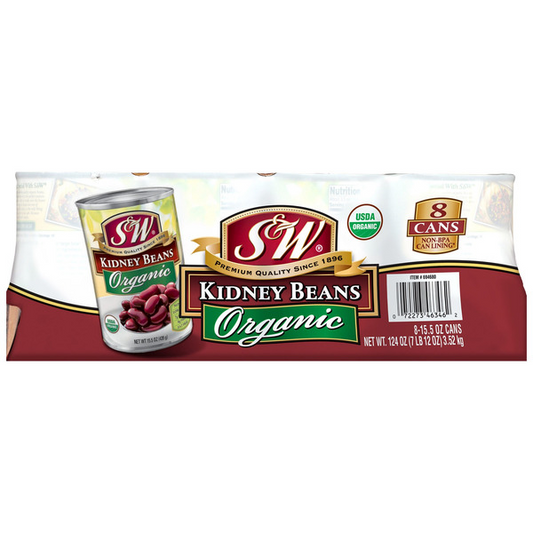 S&W Organic Kidney Beans, 15.25 oz, 8-count