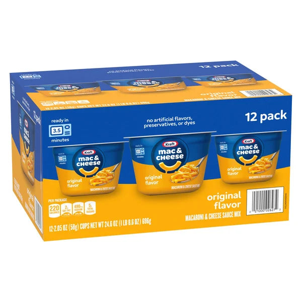 Kraft Macaroni & Cheese Dinner Cup 12 ct, 2.05 oz