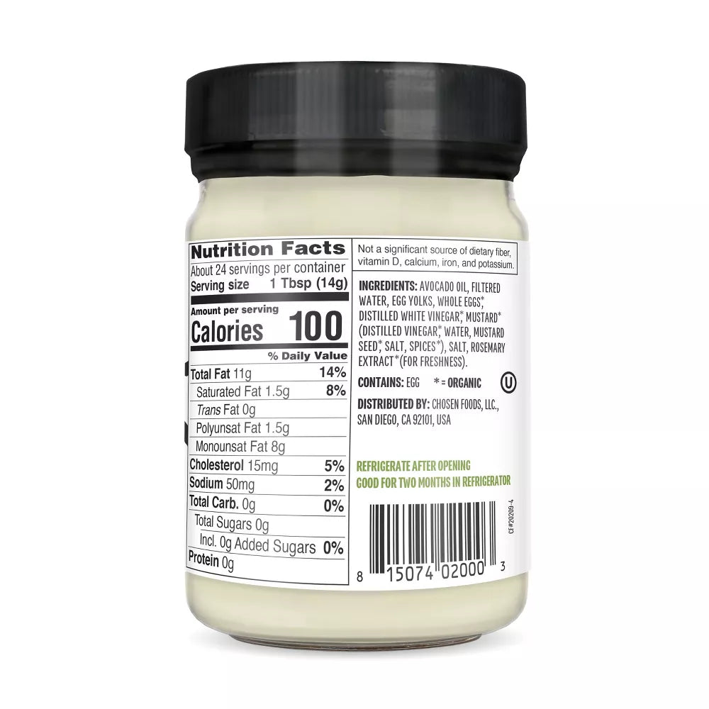 Chosen Foods Mayo Made w/Avocado Oil, 12 oz