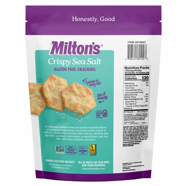 Milton's Gluten Free Crispy Sea Salt Crackers, 20 oz