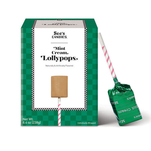 See's Candies Mint Cream Lollypops 8.4oz