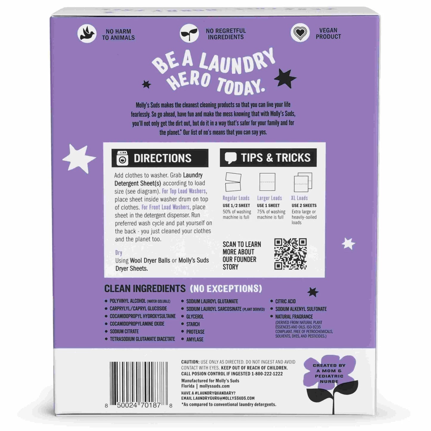 Molly’s Suds Lavender Laundry Detergent Sheets, 70 Count