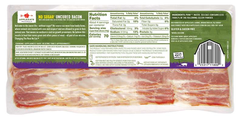 Applegate Natural No Sugar Uncured Bacon, 8 oz