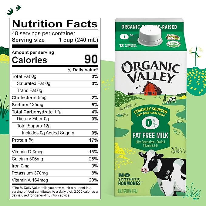 Organic Valley Fat Free Milk, 64 oz
