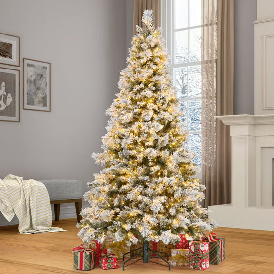 7.5' Pre-Lit Glitter Flocked Micro LED with Twinkle Artificial Christmas Tree*
