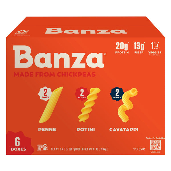 Banza Chickpea Pasta Variety Pack, 8 oz, 6-count