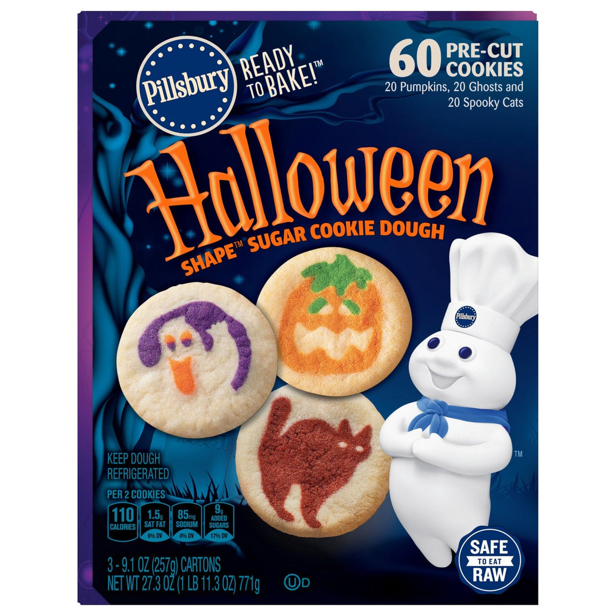 Pillsbury Sugar Cookie Dough, Halloween Variety, 60 ct