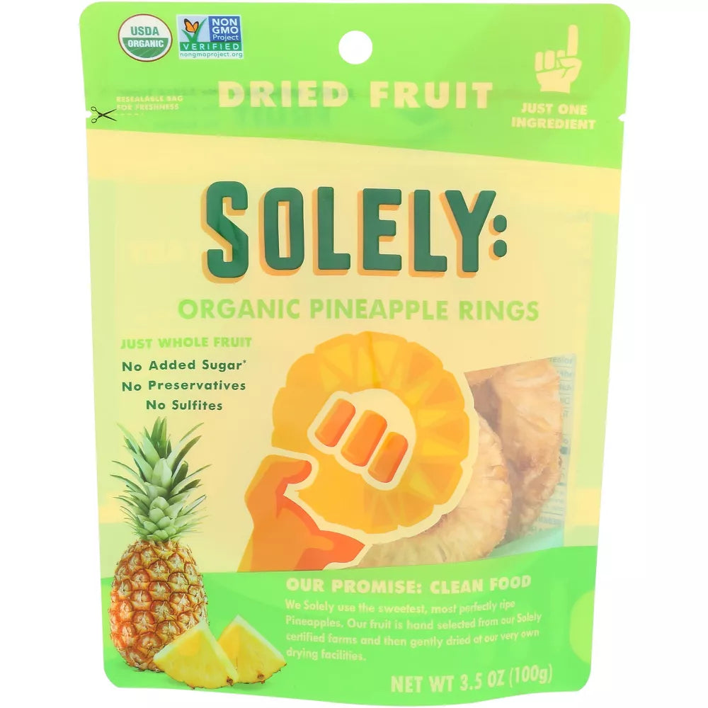 Solely Dried Fruit Organic Pineapple, 3.5 oz