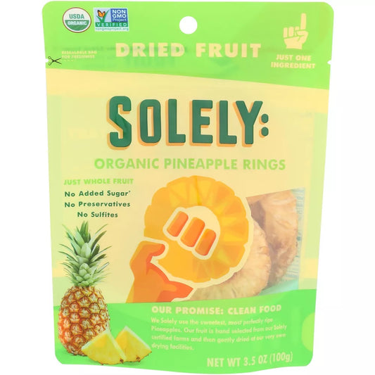 Solely Dried Fruit Organic Pineapple, 3.5 oz