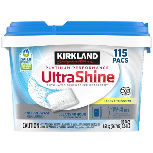 Kirkland Signature Ultra Shine Dishwasher Pacs, 115 Count