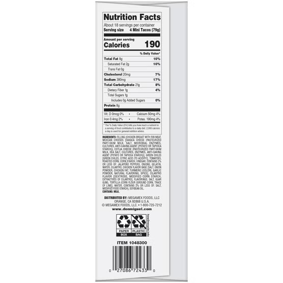 Don Miguel Mini Tacos, Chicken & Cheese, 72 ct