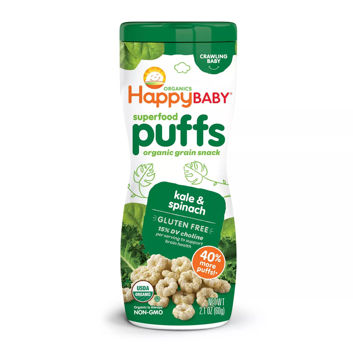 HappyBaby Superfood Kale & Spinach Gluten Free Puffs - 2.1oz