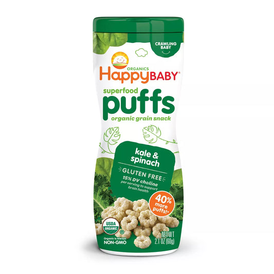 HappyBaby Superfood Kale & Spinach Gluten Free Puffs - 2.1oz