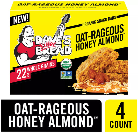 Daves Killer Bread Organic Snack Bars Oat-Rageous Honey Almond 7oz