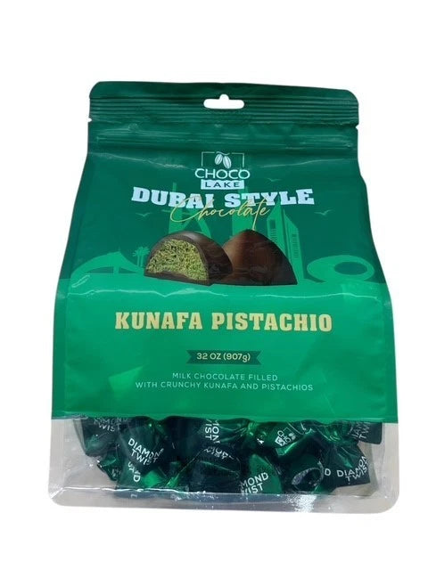 Choco Lake Dubai Style Chocolate Kunafa Pistachio 32 oz (75 Individual)