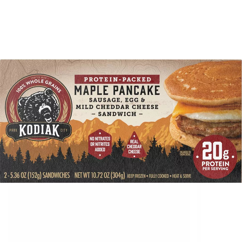 Kodiak Cakes Frozen Breakfast Sandwich Sausage and Cheddar Cheese, 0.72 oz, 2ct