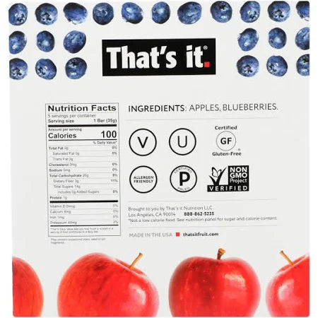 That's it Gluten-Free Soft & Chewy Apple & Blueberries Fruit Bars, 6 oz