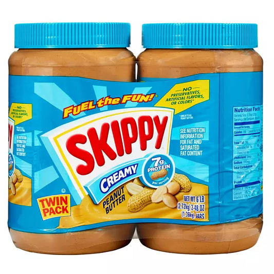 Skippy Creamy Peanut Butter Spread, 48 oz, 2 pk