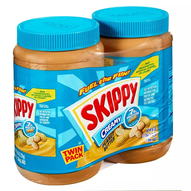 Skippy Creamy Peanut Butter Spread, 48 oz, 2 pk