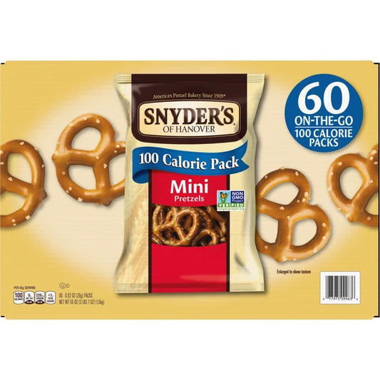 Snyder's of Hanover Mini Pretzels, 100 Calorie Pack, 0.92 oz, 60 ct