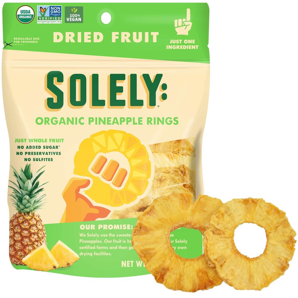 Solely Dried Fruit Organic Pineapple, 3.5 oz