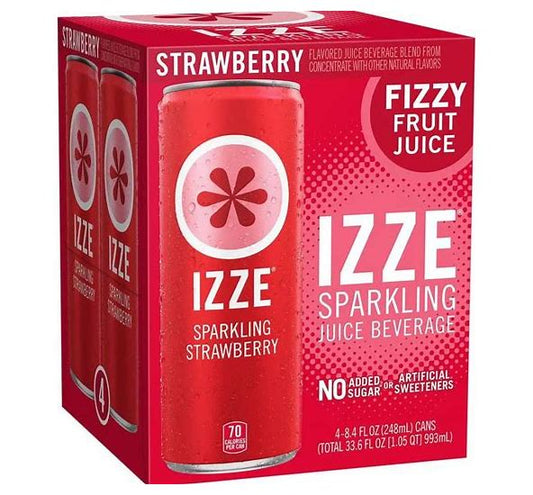 IZZE Sparkling Juice Beverage Sparkling Strawberry, 4 Count