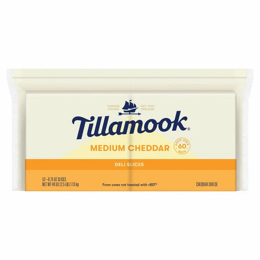 Tillamook Medium Cheddar Cheese 52 Slices, 2.5 lbs