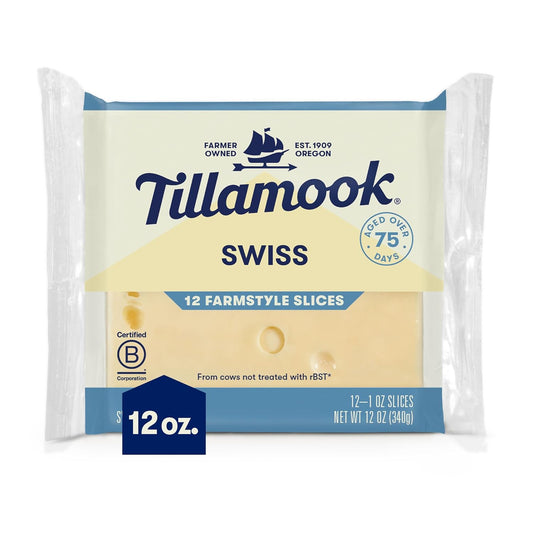 Tillamook, Swiss Cheese Slices, 12 oz