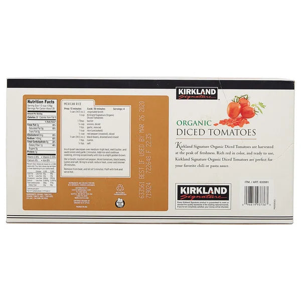 Kirkland Signature Organic Diced Tomatoes 8 ct, 14.5 oz