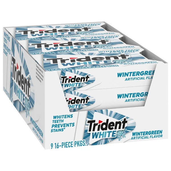 Trident White Sugar Free Gum, Wintergreen, 16 Pieces, 9 ct