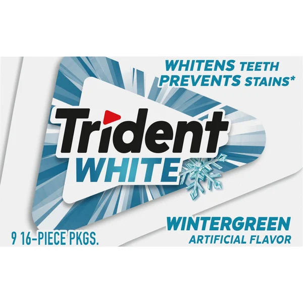 Trident White Sugar Free Gum, Wintergreen, 16 Pieces, 9 ct