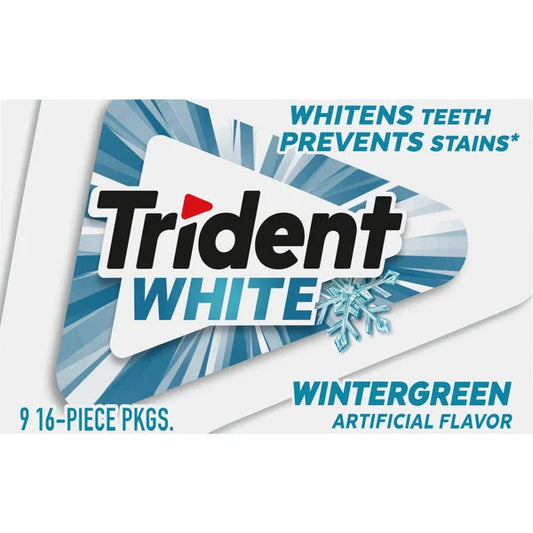 Trident White Sugar Free Gum, Wintergreen, 16 Pieces, 9 ct