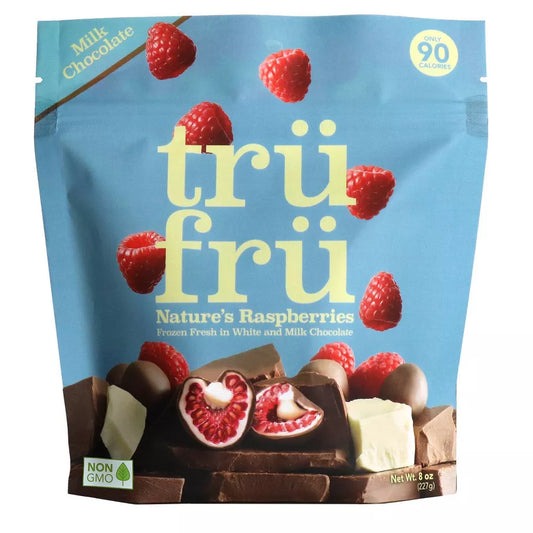 Tru Fru White & Milk Chocolate Frozen Whole Raspberries, 8 oz