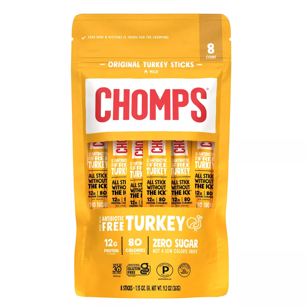 Chomps Original Turkey Jerky Sticks, 8 Count