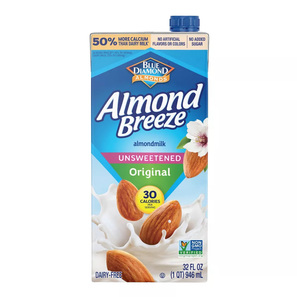 Blue Diamond Almond Breeze Unsweetened Original Almond Milk, 32 fl oz