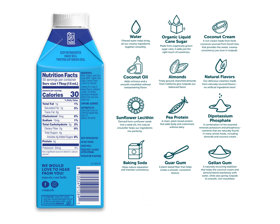 Nutpods Vanilla Almond + Coconut Creamer, 25.4 oz