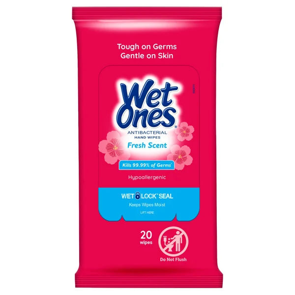 Wet Ones Antibacterial Hand Wipes, Fresh Scent, Travel Packs, 140 Wipes