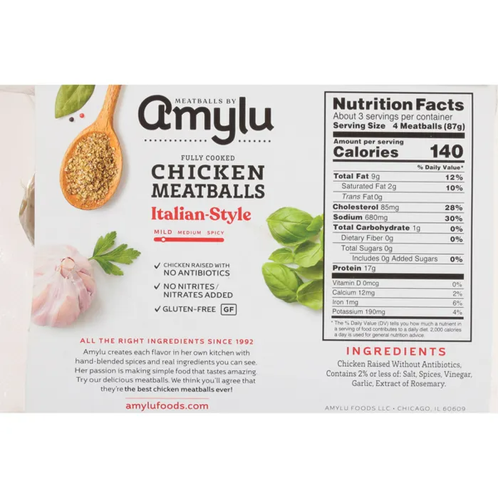 Amylu - Chicken Meatballs, Italian Style |10 oz