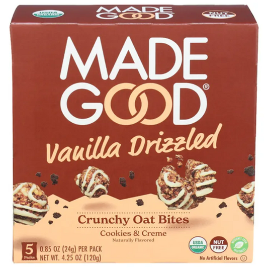 MadeGood Cookies and Creme Vanilla Drizzled Crunchy Oat Bites, 5 Count