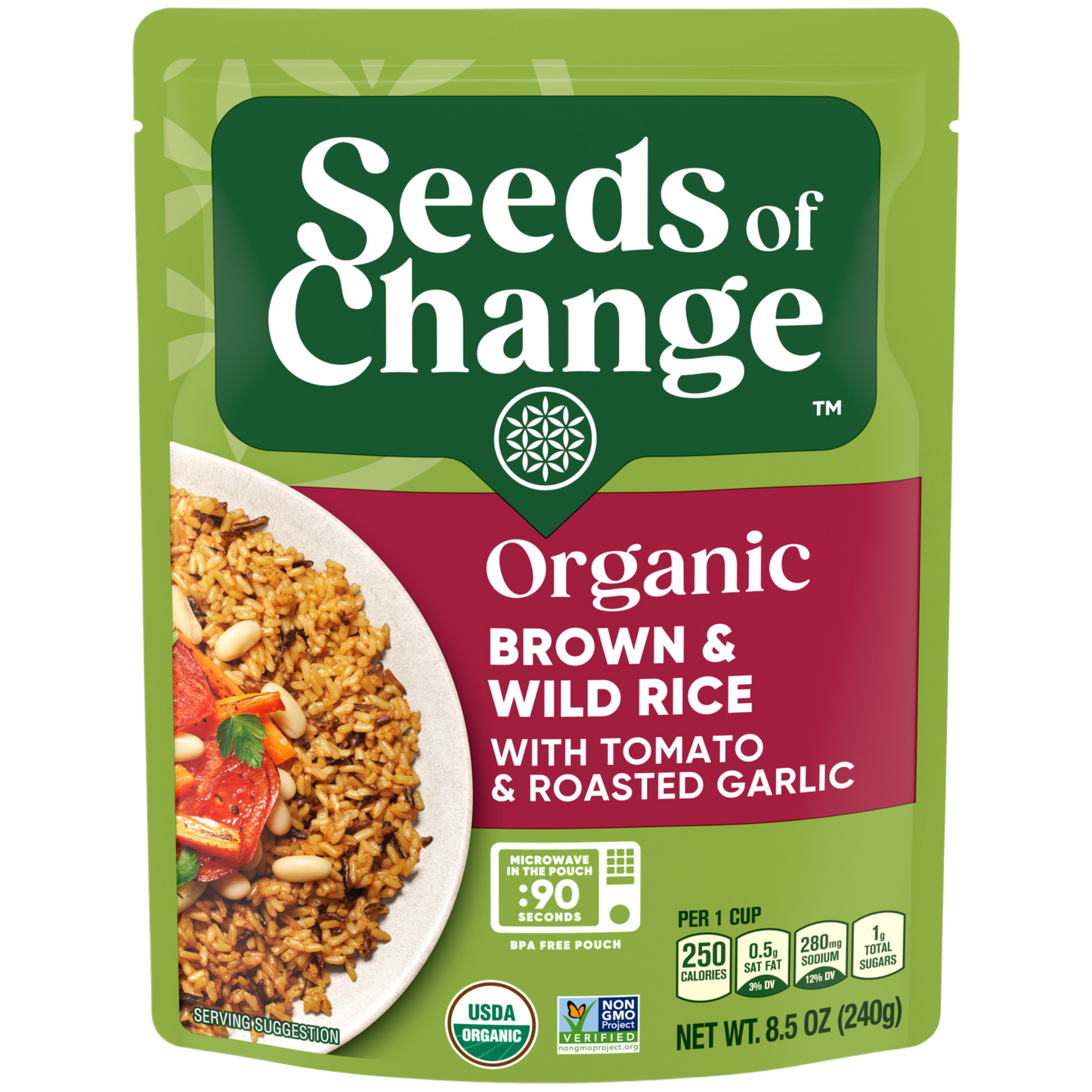 Seeds of Change Organic Brown and Wild Rice with Tomato Garlic, 8.5 oz