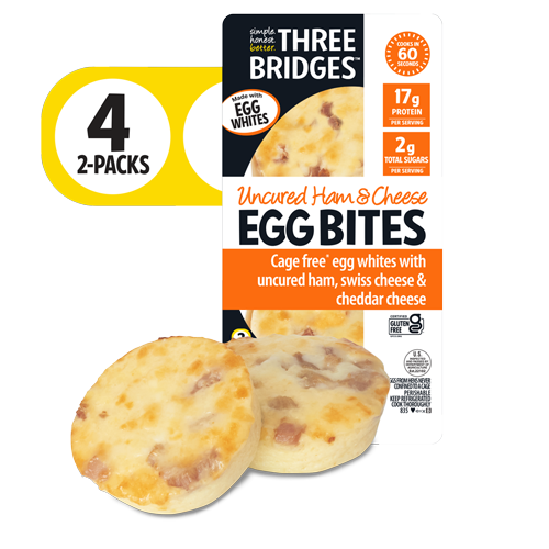 Three Bridges Egg White Bites Ham & Cheese 4 ct, 4.6 oz